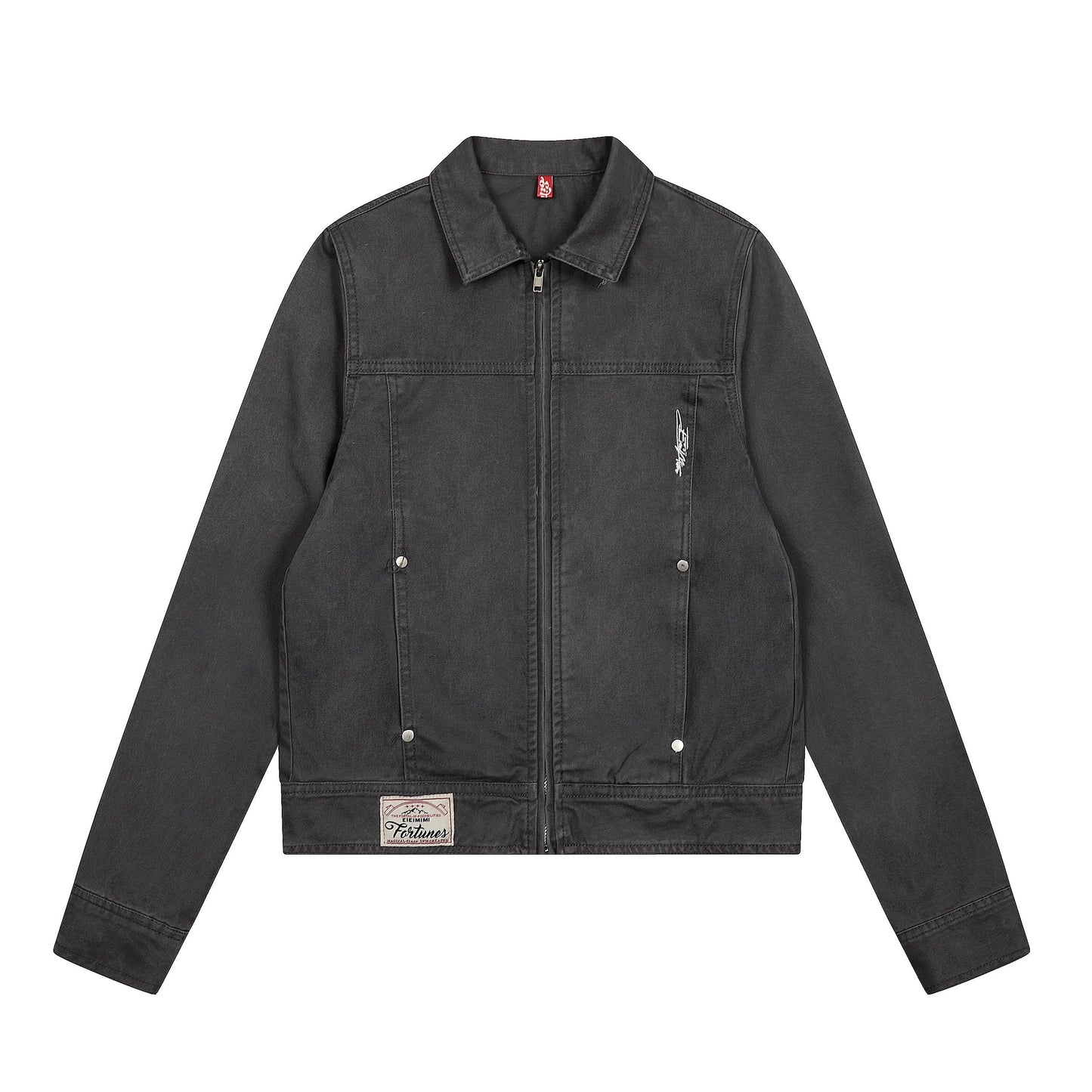 Steel Fade | Minimalist Zip-Up Denim Jacket - Luxuryurbanwear