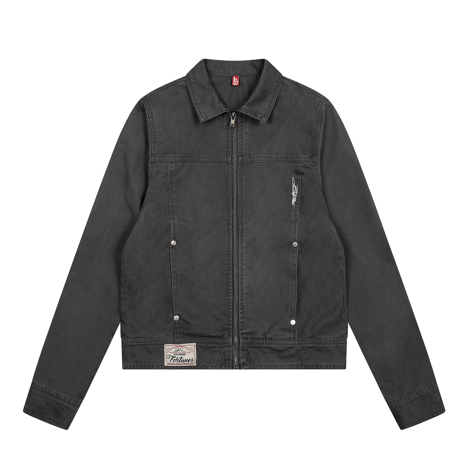 Steel Fade | Minimalist Zip-Up Denim Jacket - Luxuryurbanwear