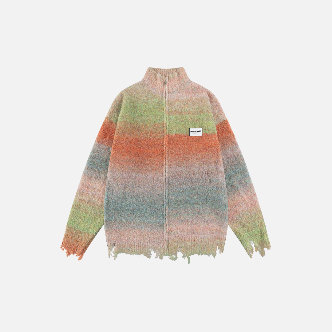 Lazy Style Colorful Gradient Knitwear Cardigan - Luxuryurbanwear