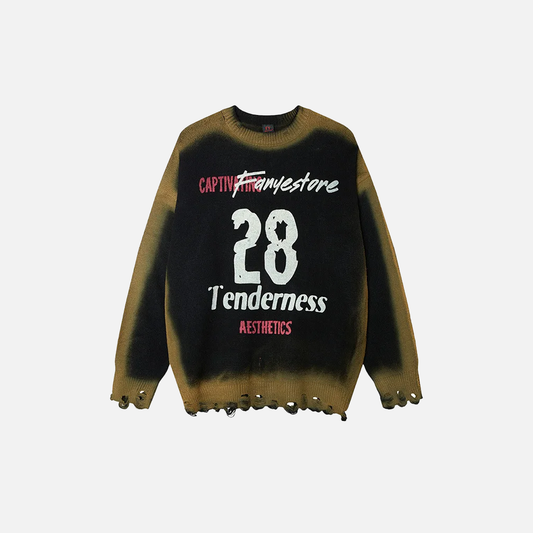 Flattering Tie Dye Distressed Knit Casual Sweater - Luxuryurbanwear