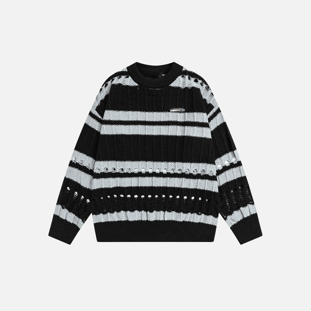 Spring Colorful Stripe Crewneck Sweater - Luxuryurbanwear