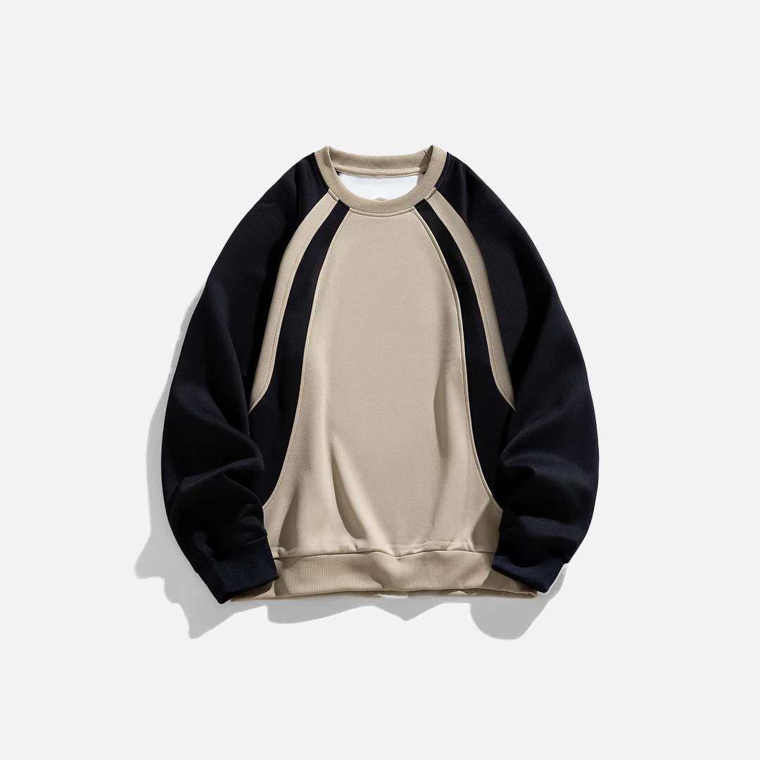 Chic Retro Color Block Casual Sweatshirt - Luxuryurbanwear