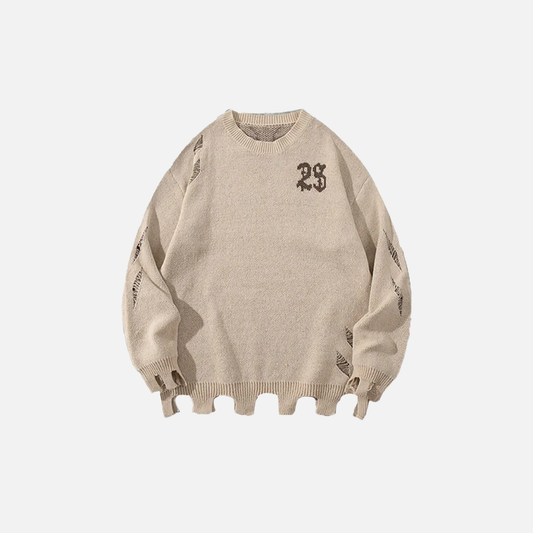 Y2K Distressed Oversized Knit Jumper Sweater - Luxuryurbanwear