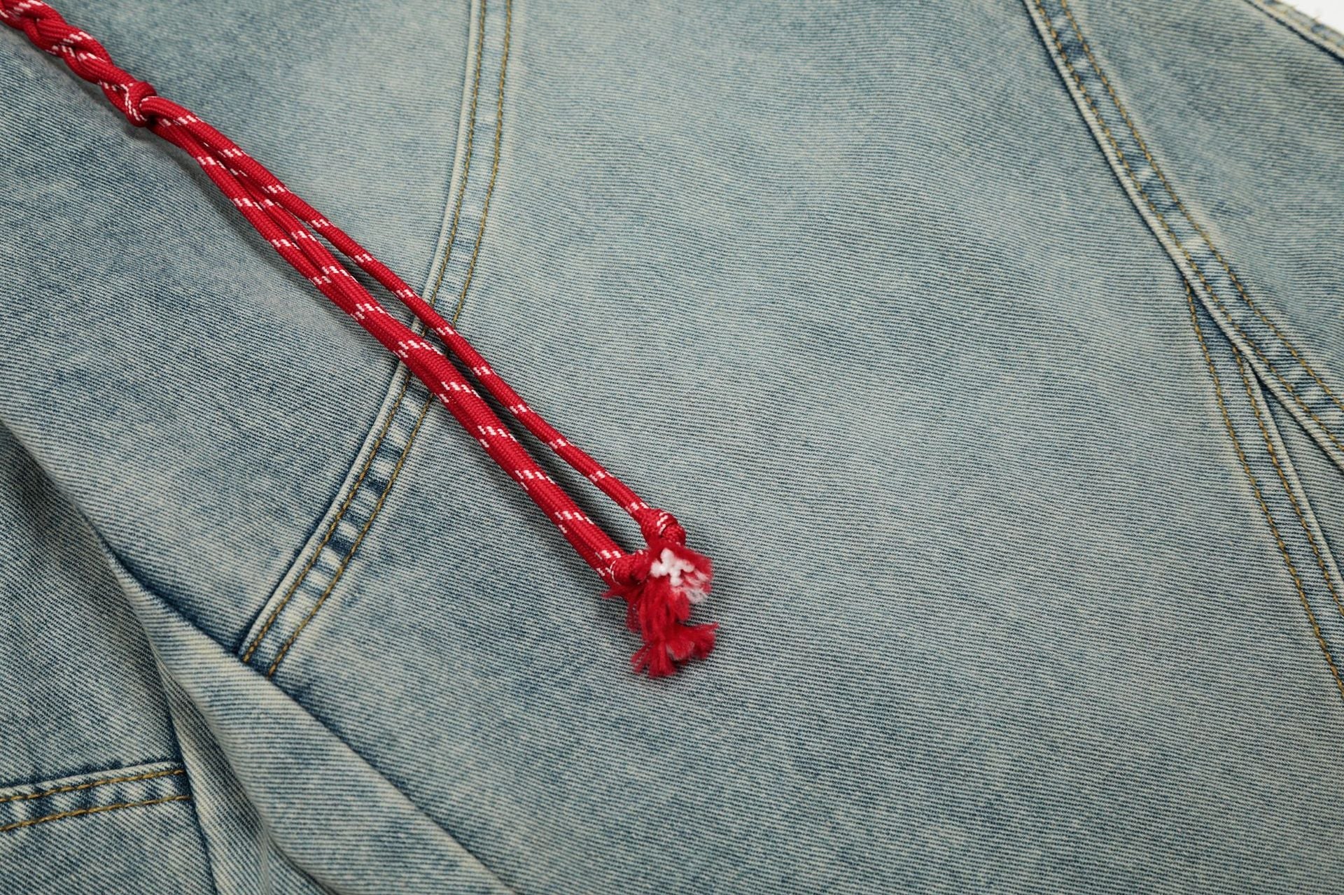Denim Retro Belt Detail | Patchwork Barrel Jeans - Luxuryurbanwear