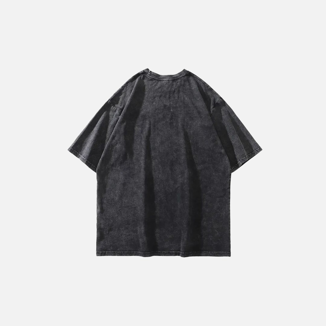 Warm Skeleton Print Washed Oversized Gothic T-Shirt - Luxuryurbanwear