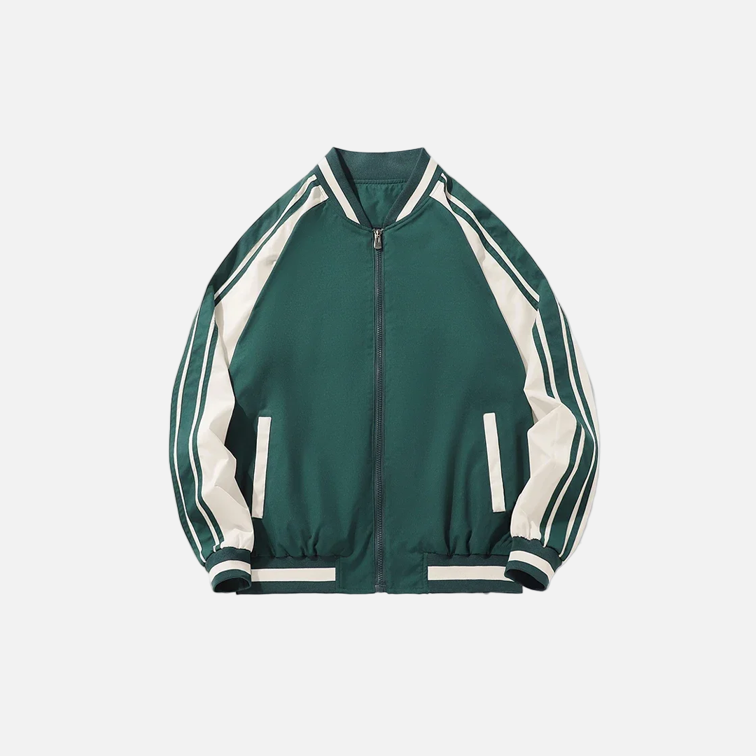 Breathable Striped Windbreaker Baseball Jacket