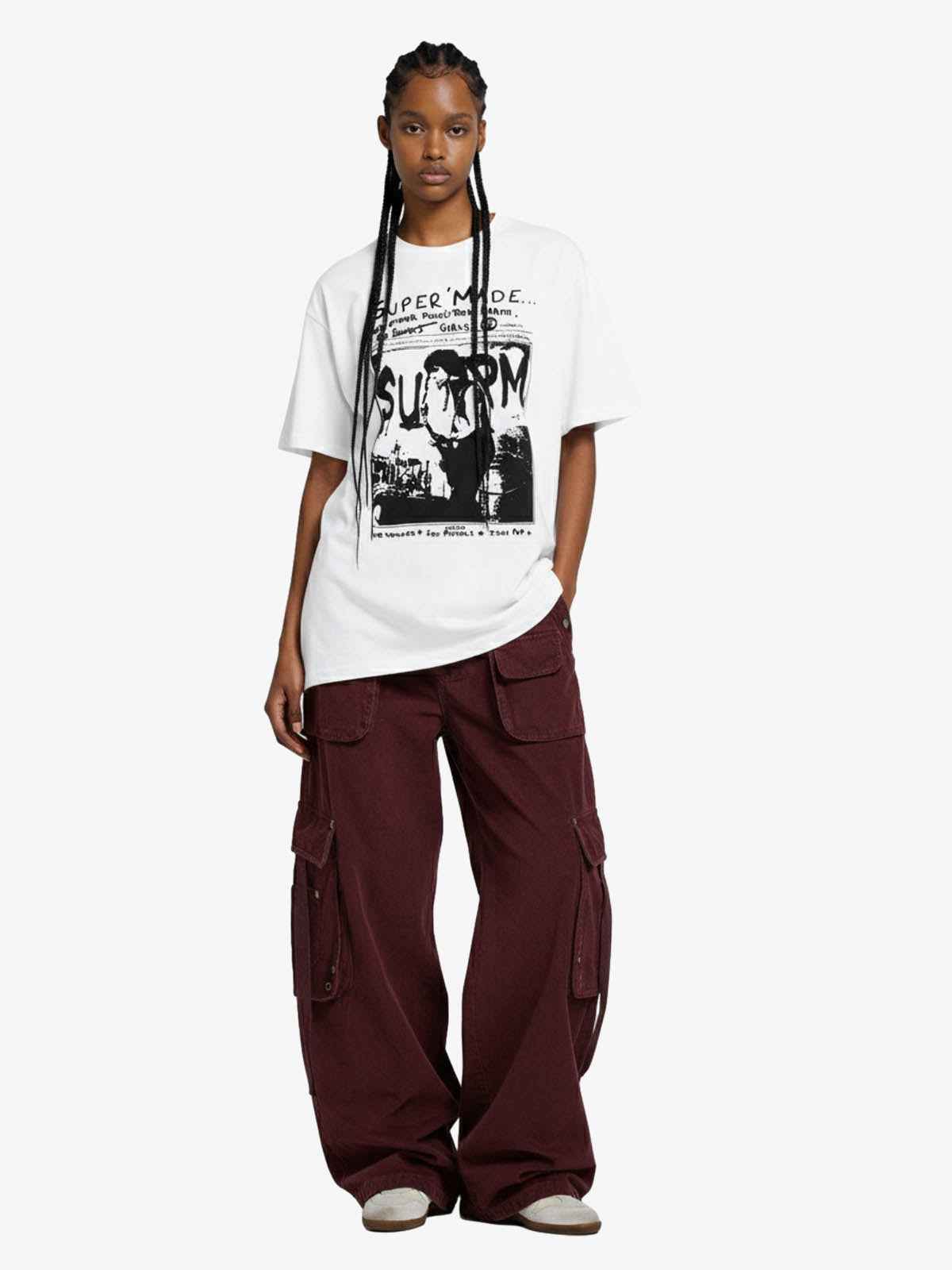 Vintage Washed Punk Graphic Print T-Shirt