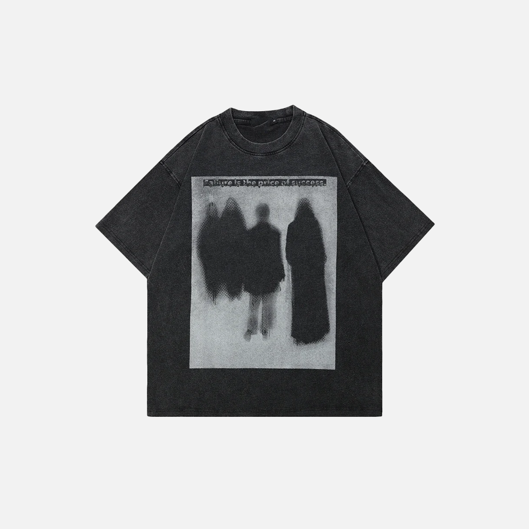 Gothic Washed Black Hip Hop Short Sleeve T-Shirt - Luxuryurbanwear