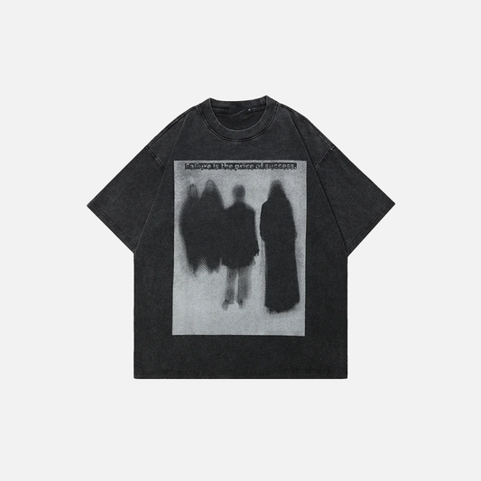 Gothic Washed Black Hip Hop Short Sleeve T-Shirt - Luxuryurbanwear