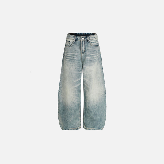Vintage Washed Blue Distressed Loose Fit Jeans - Luxuryurbanwear