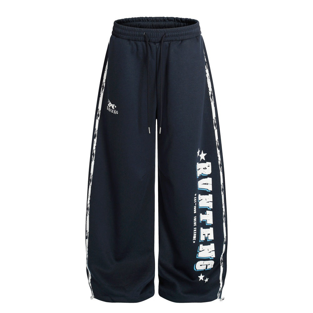 LUW Letter Print Streetwear Wide Leg Pants R003 - Luxuryurbanwear