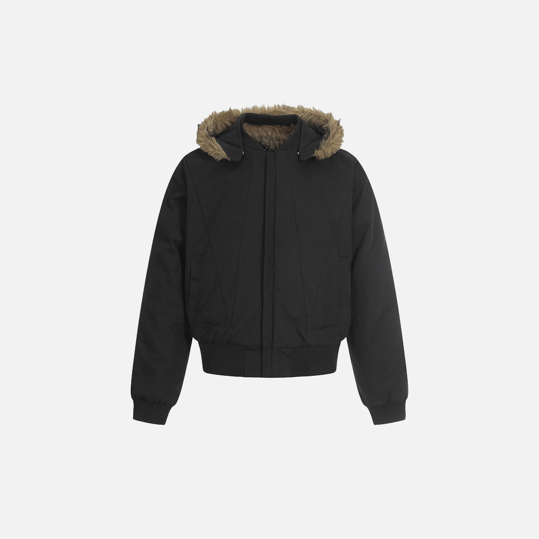 American Solid Color Cashmere Fur Hooded Jacket - Luxuryurbanwear