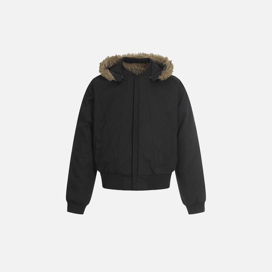 American Solid Color Cashmere Fur Hooded Jacket - Luxuryurbanwear