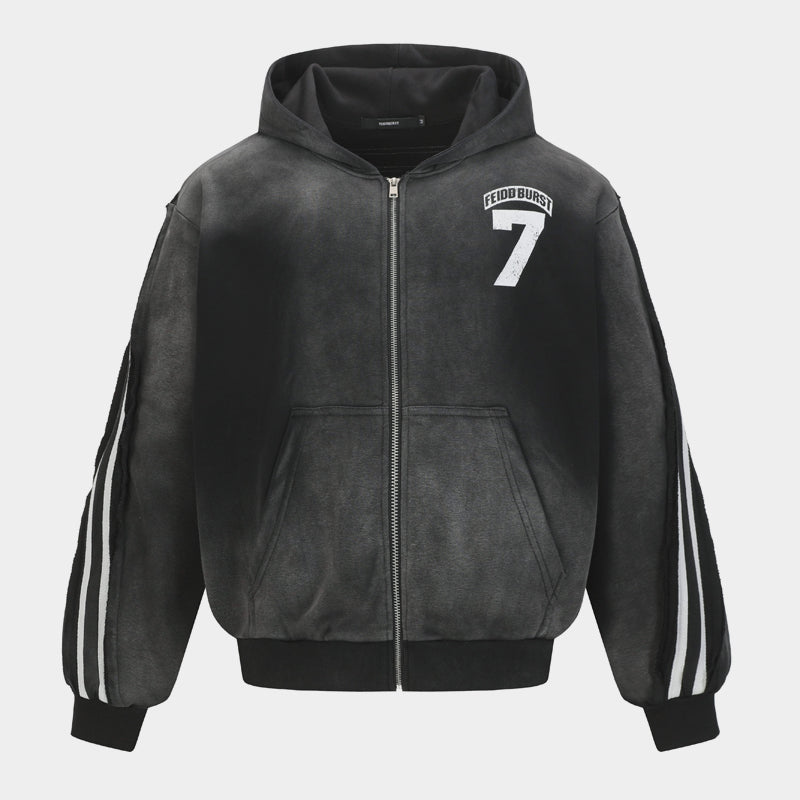 Vintage Sport Stripe | Zip Up Hoodie - Luxuryurbanwear