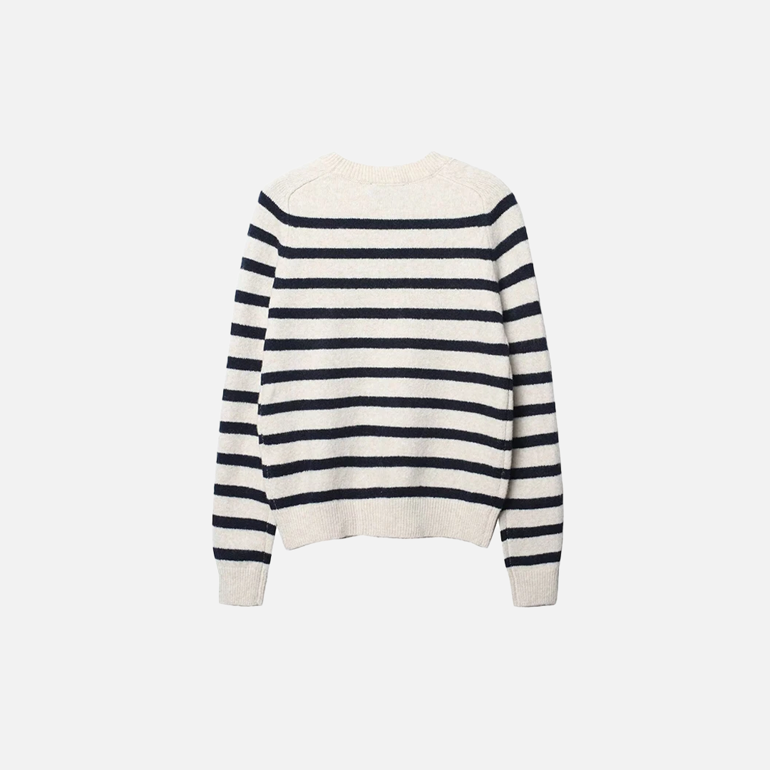 Vintage Retro Striped O-Neck Collar Knitted Sweater - Luxuryurbanwear