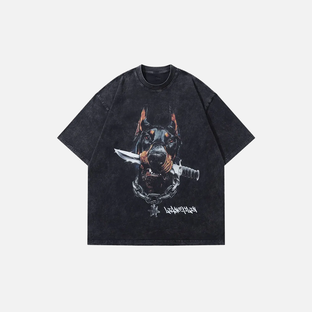 Oversized Vintage Dog Graphic T-Shirt - Luxuryurbanwear