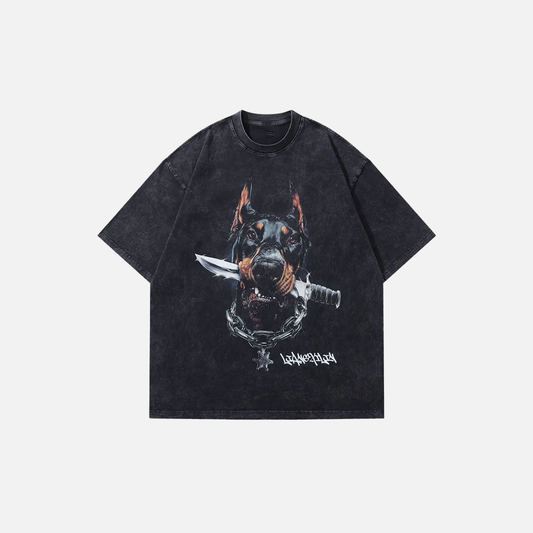 Oversized Vintage Dog Graphic T-Shirt - Luxuryurbanwear