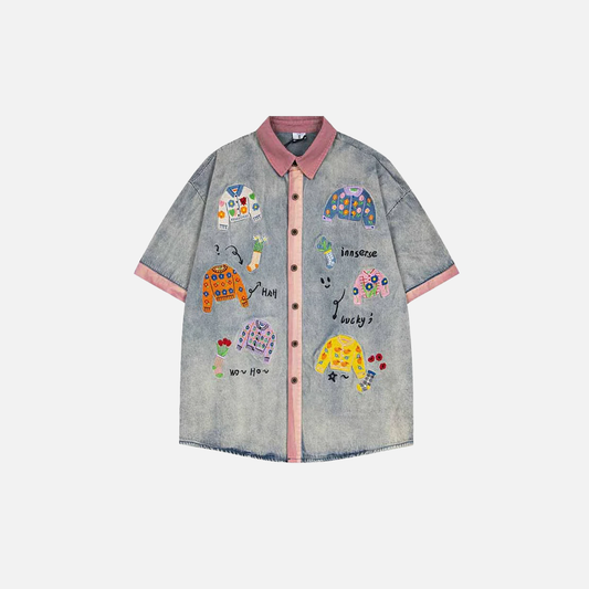 Retro Breathable Button-Up Washed Denim Shirt - Luxuryurbanwear