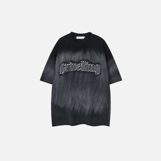 Oversized Streetwear Grunge Embroidered Patch T-Shirt - Luxuryurbanwear