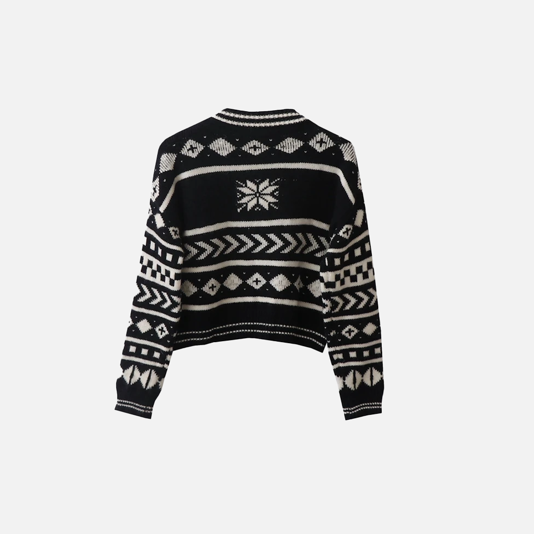 French Retro Forest Jacquard Knitted Cardigan - Luxuryurbanwear