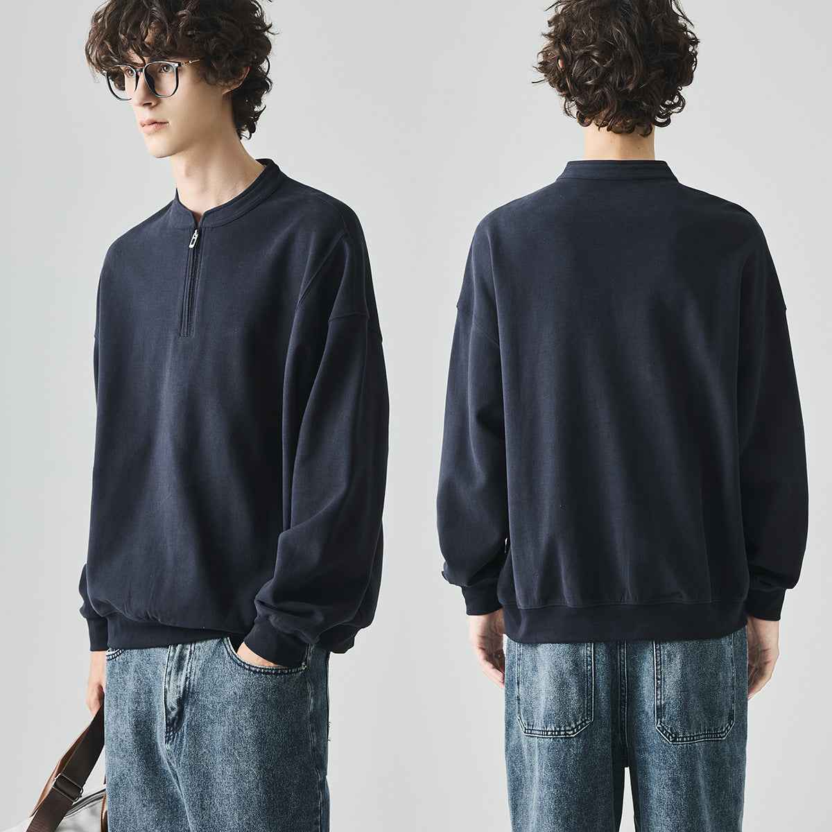Flattering Stylish Oversized Half-Zip Casual Sweater