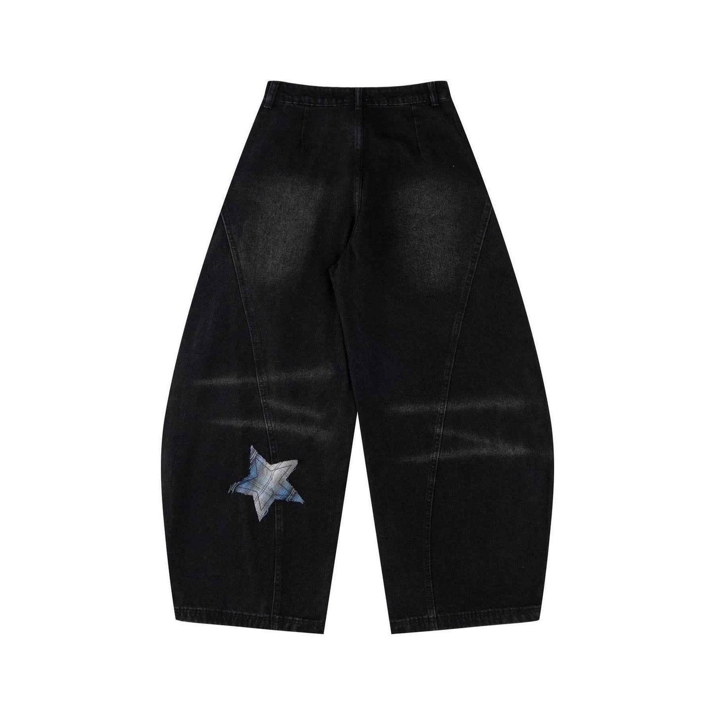 Star Embroidered Loose Fit Denim Jeans