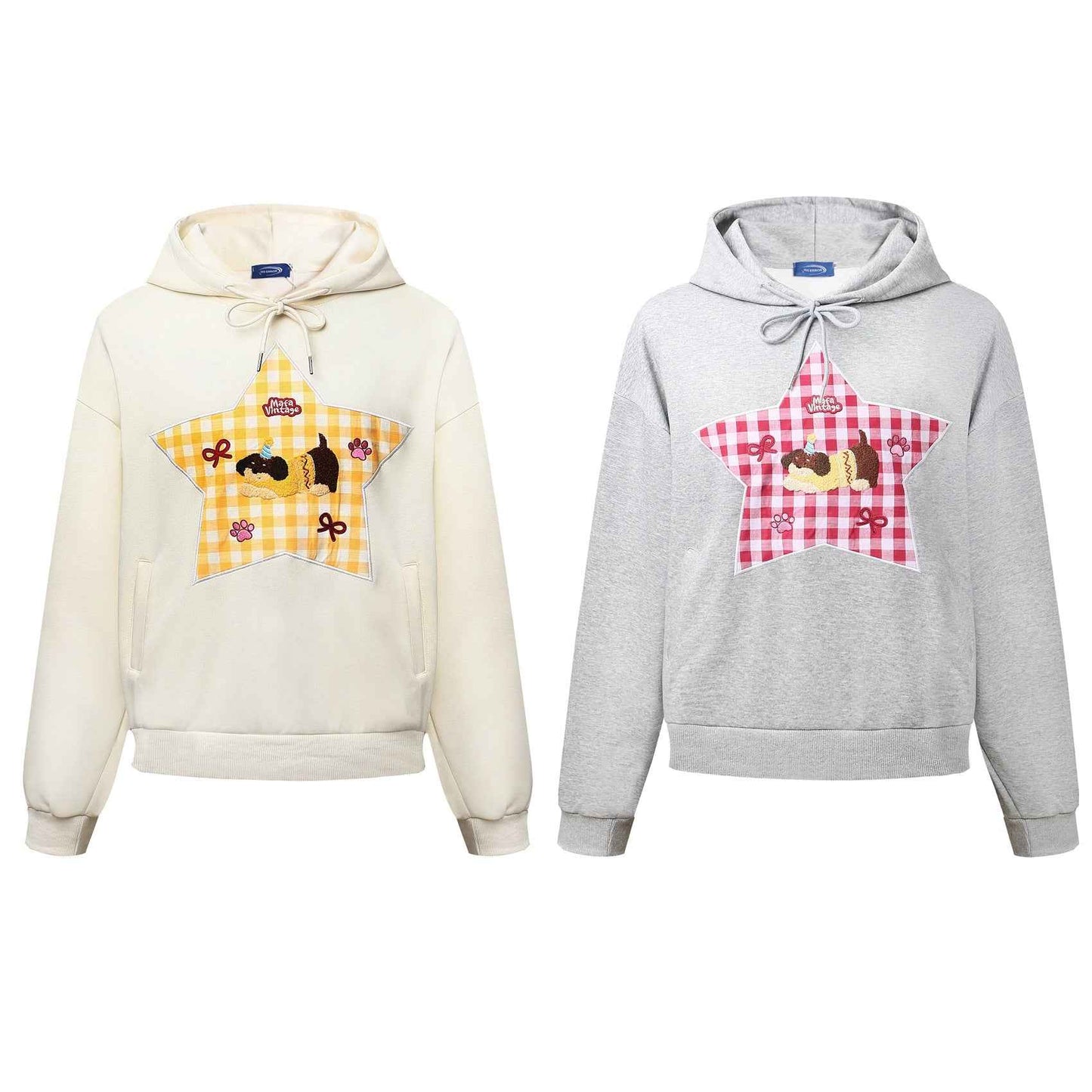 American Style Winter Vintage Star Embroidered Hoodie