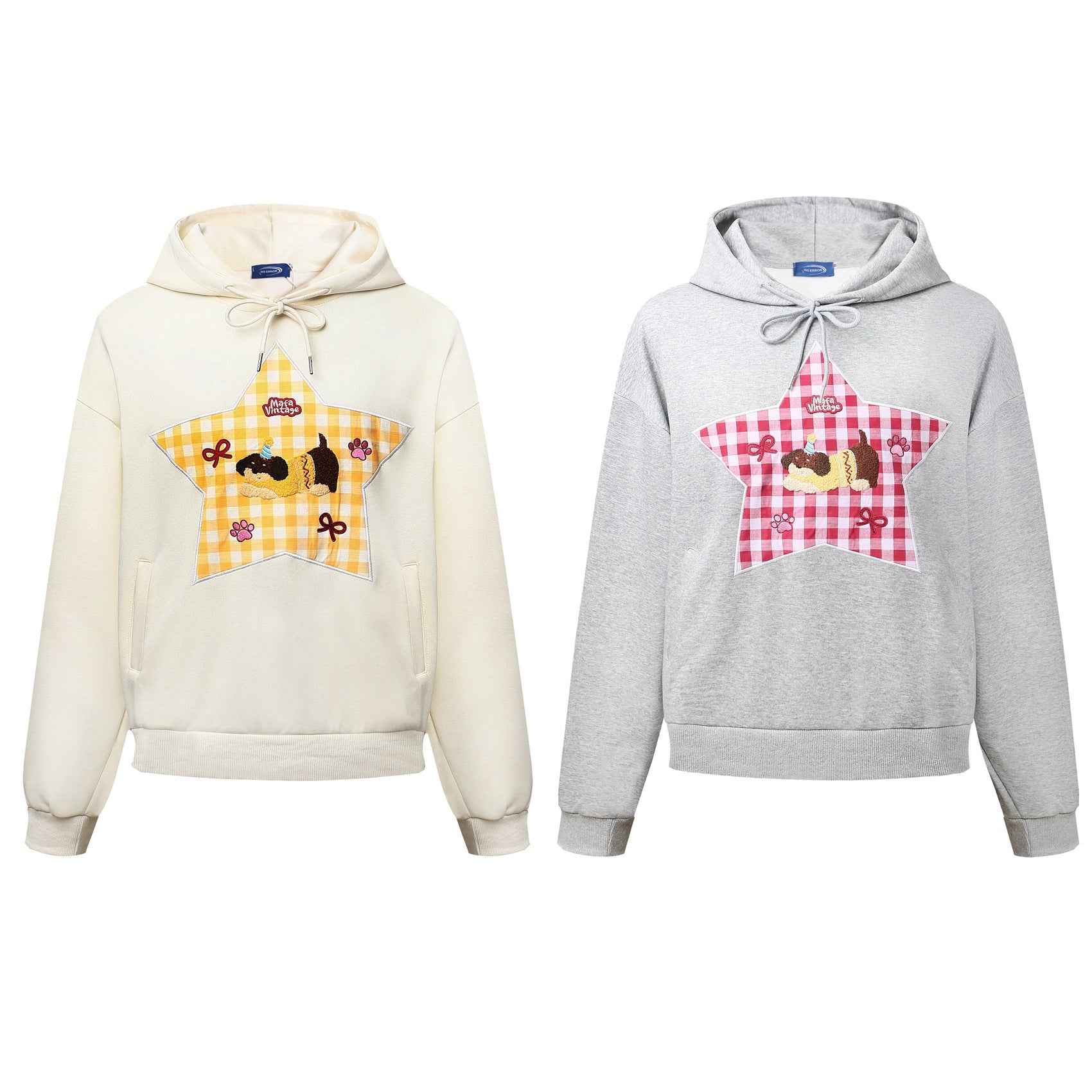 American Style Winter Vintage Star Embroidered Hoodie