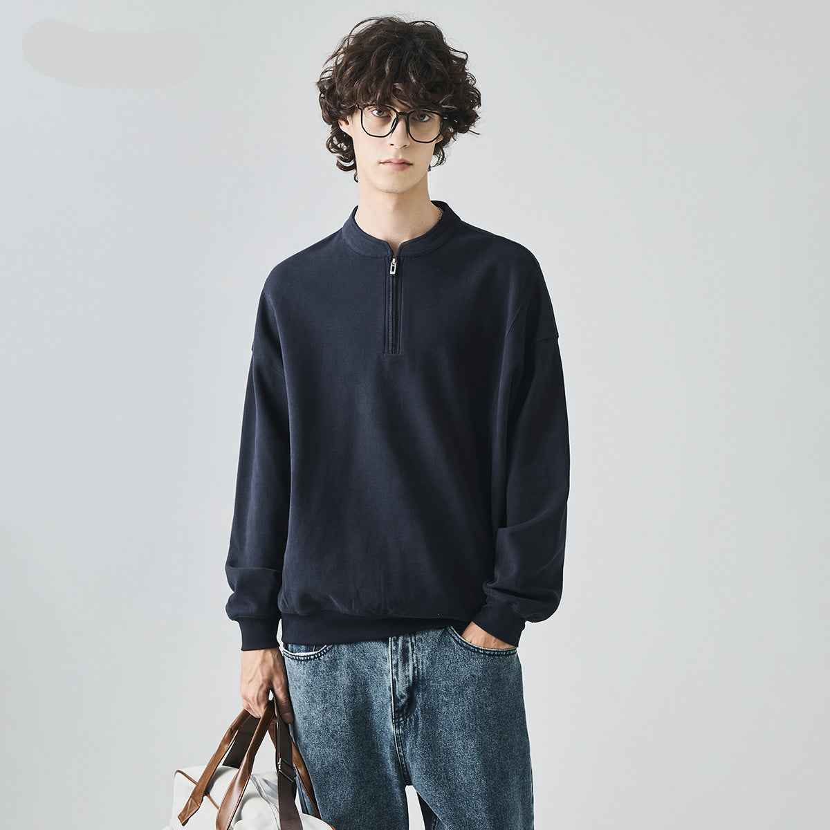 Flattering Stylish Oversized Half-Zip Casual Sweater