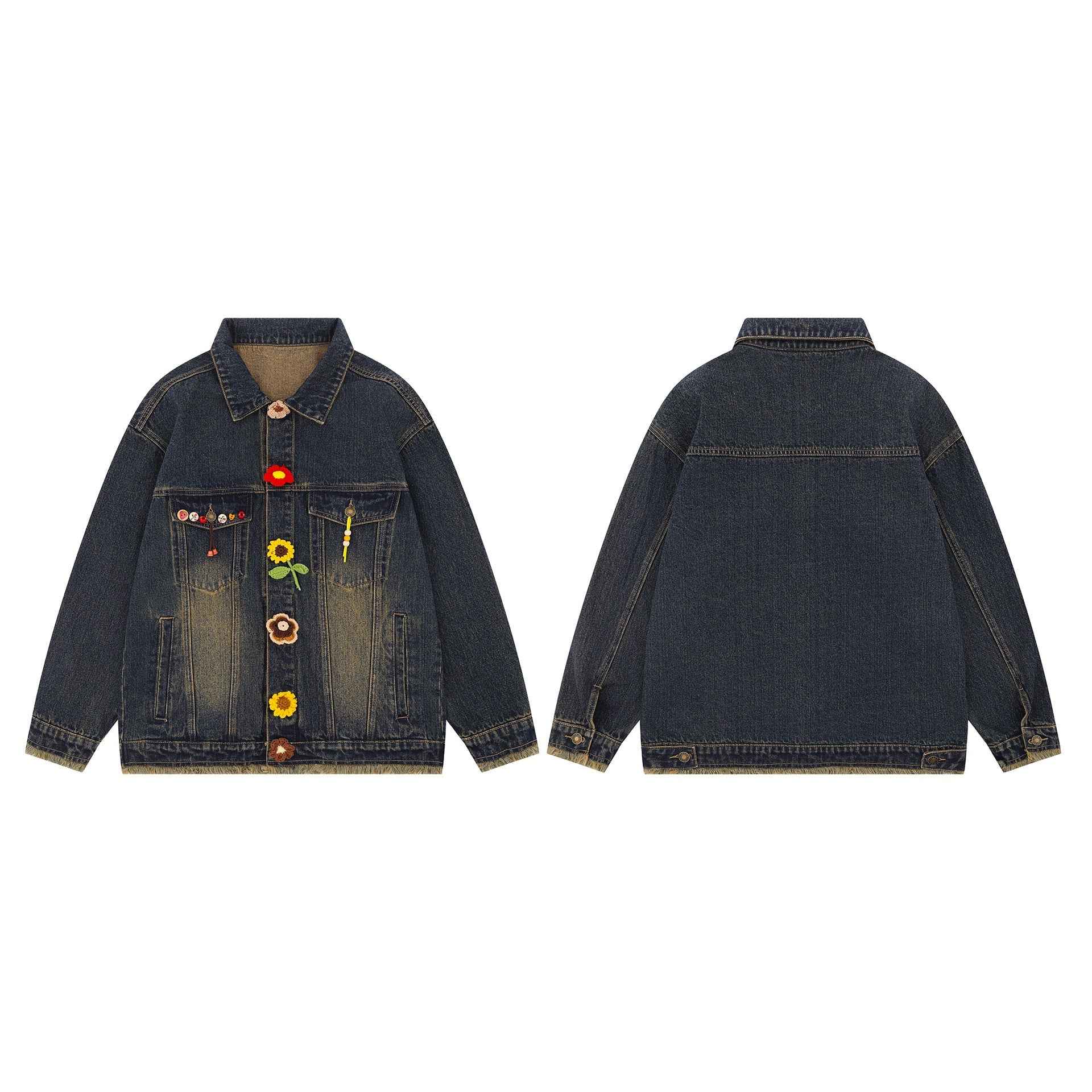 Autumn Y2K Vintage Distressed Denim Jacket