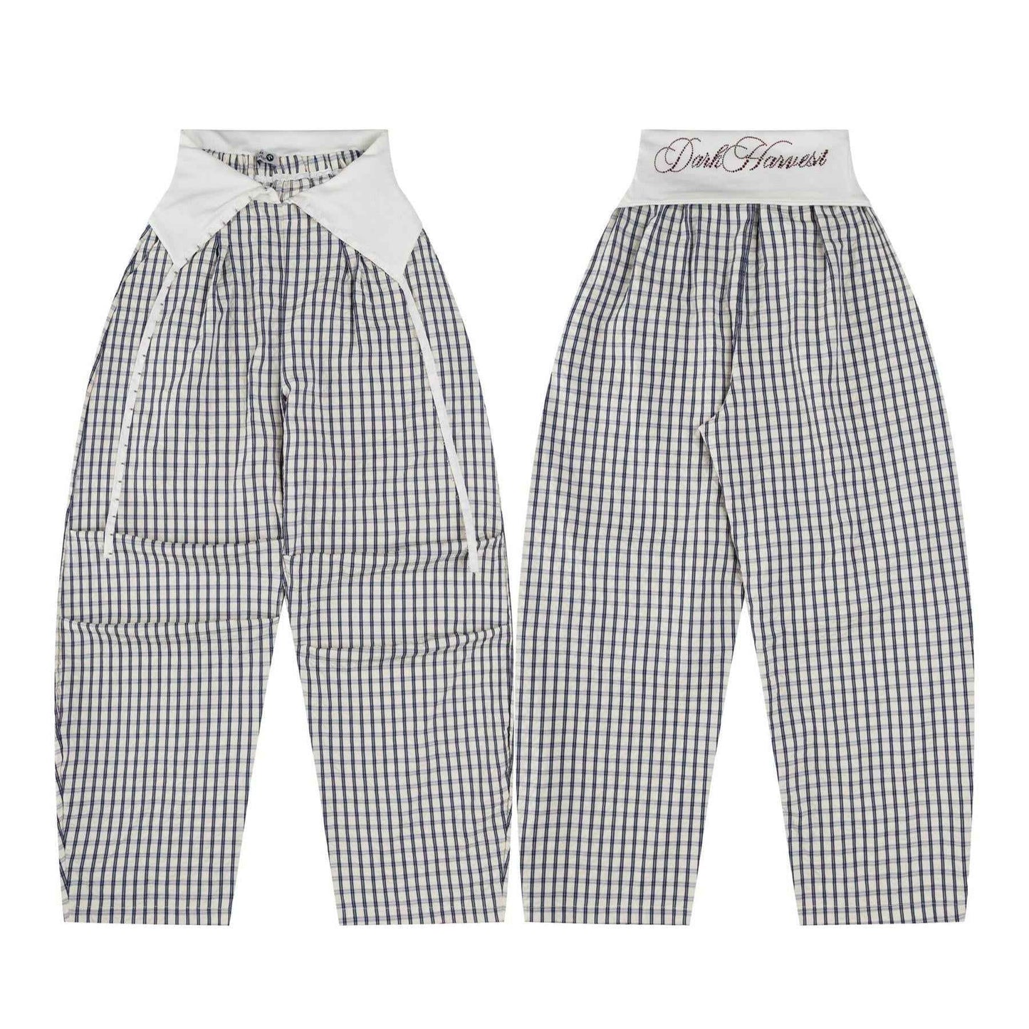 Y2K Diamond Plaid Pleated Wide Leg Pants