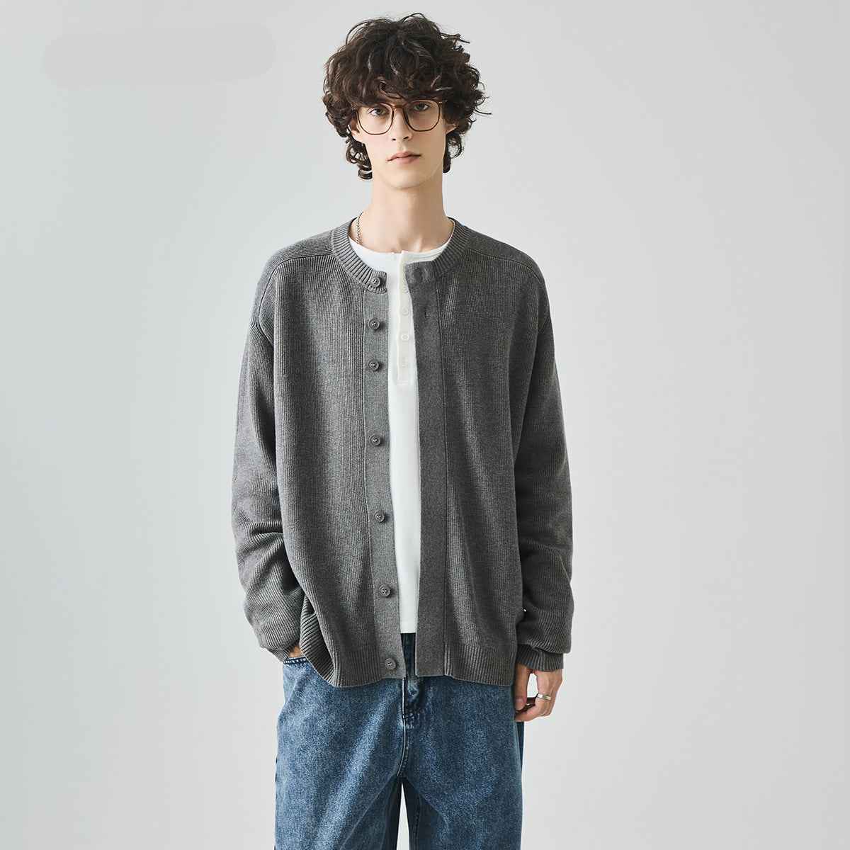 Korean Style Hip Hop Loose Fit Vintage Knit Cardigan