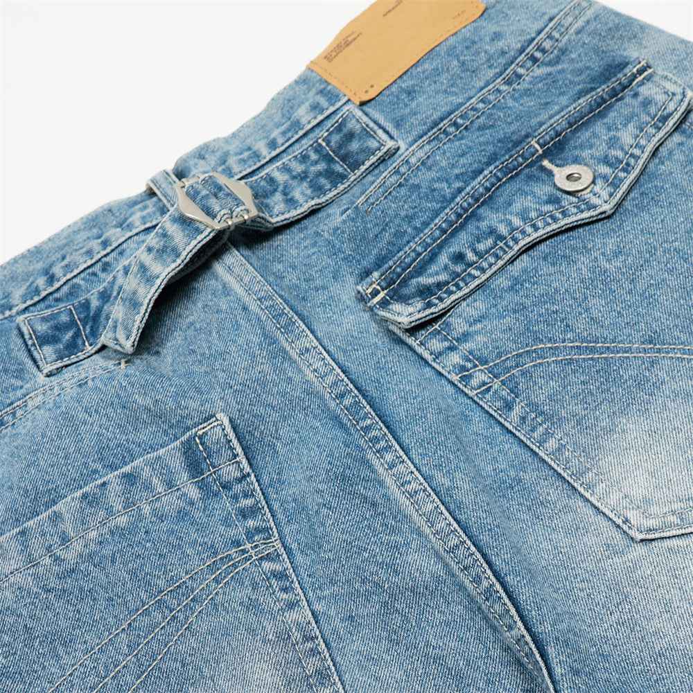 Flattering Distressed Loose Fit Denim Straight Jeans