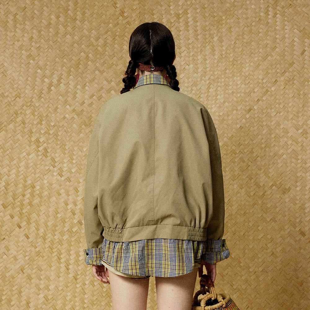 Casual Plaid Patchwork Shirt Fake Collar Jacket