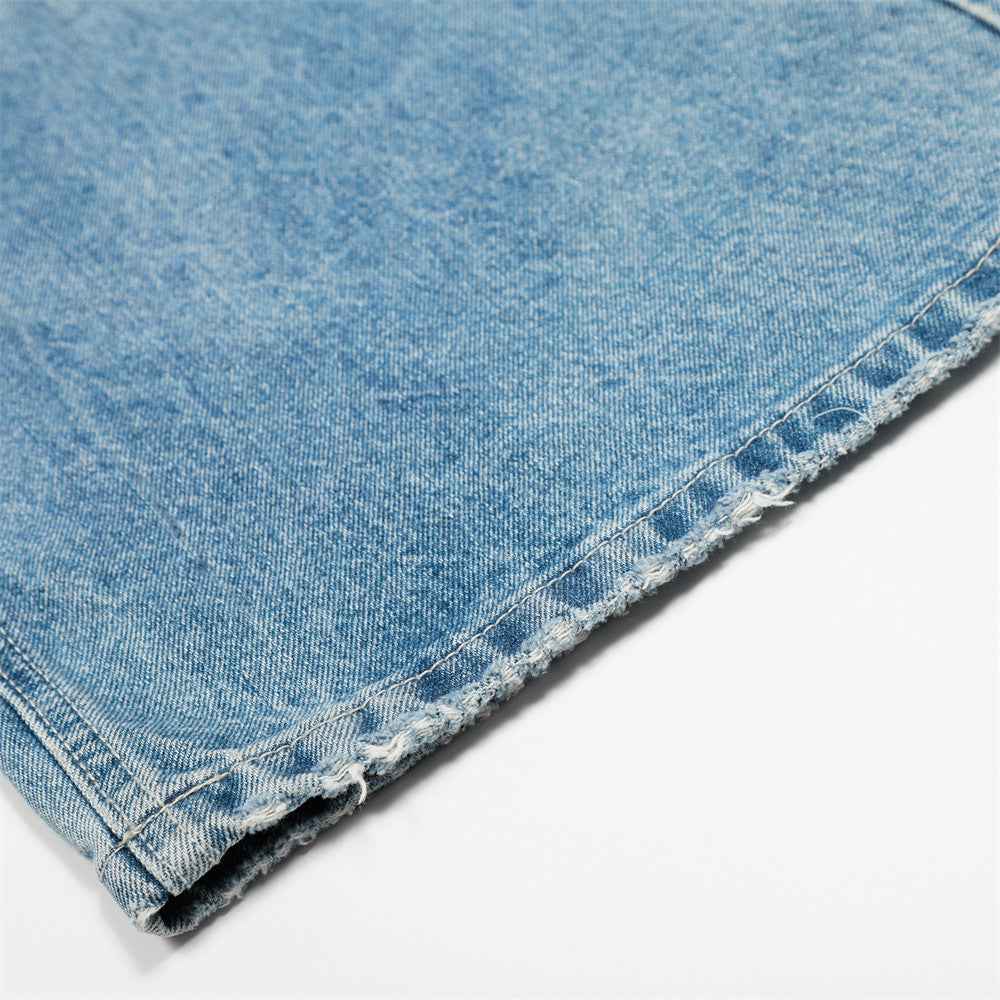 Flattering Distressed Loose Fit Denim Straight Jeans