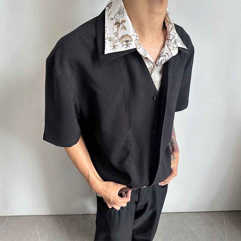 Flattering Black Linen Collared Casual Shirt