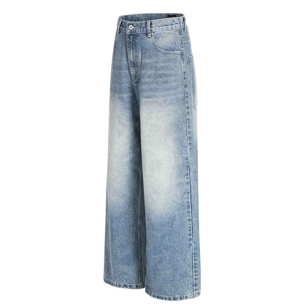 Flattering Distressed Loose Fit Denim Straight Jeans