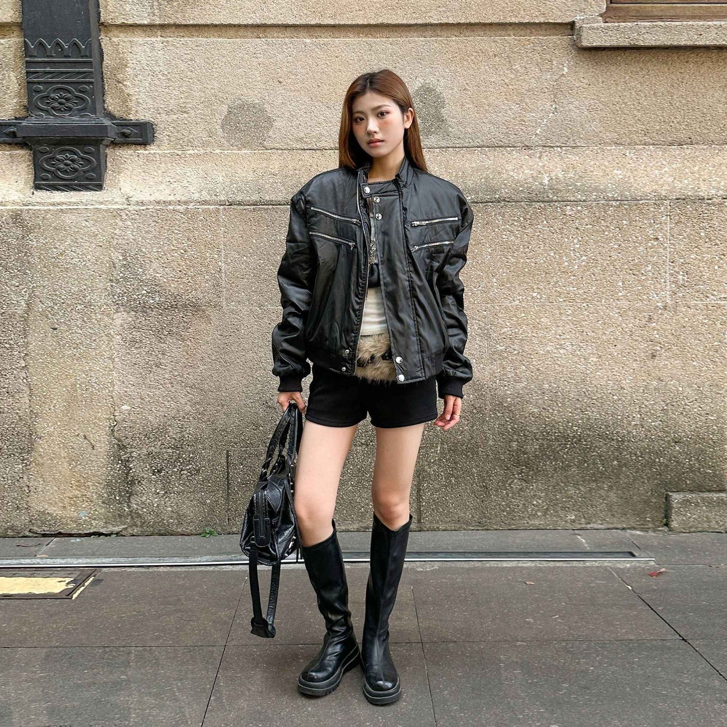 Y2K Winter Streetwear Stylish Pilot Leather Jacket