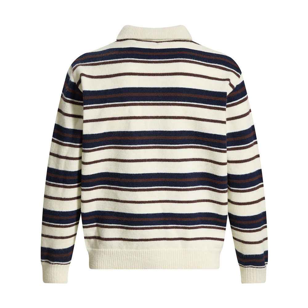 Premium Striped Button-down Knit Sweater