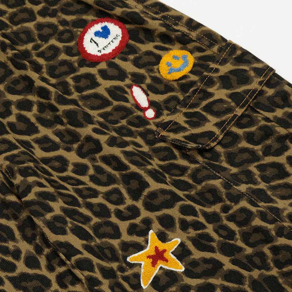 Men Essential Vintage Leopard Print Workwear Pants
