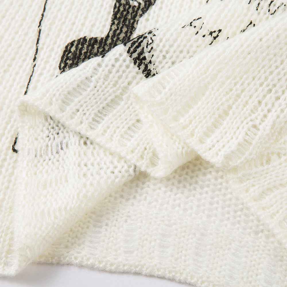 Flexible Unique Graffiti Print Round Neck Sweater