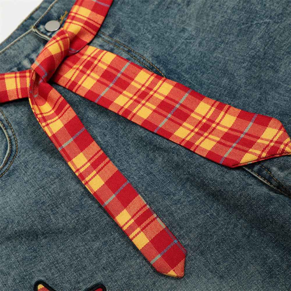 Y2K Unique Five-Star Wide Leg Denim Jeans