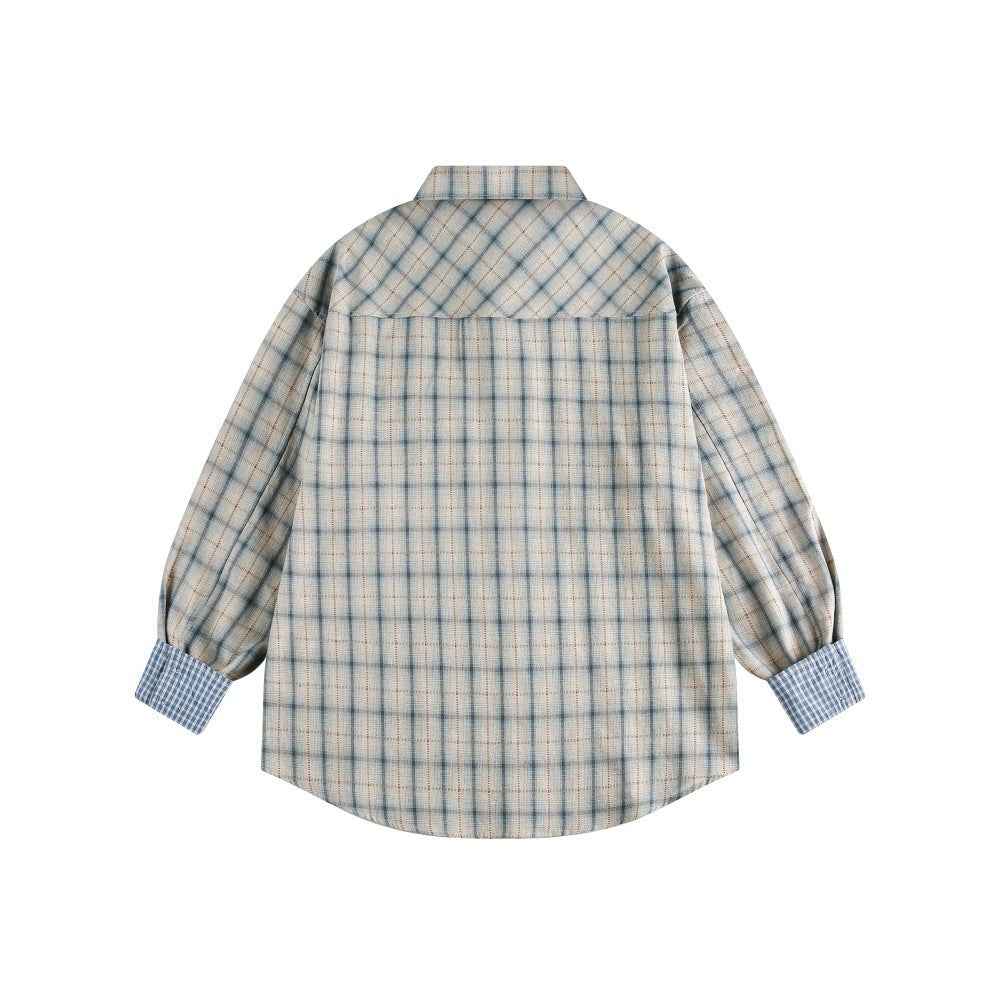 Retro Plaid Long Sleeve Loose Fit Casual Shirt