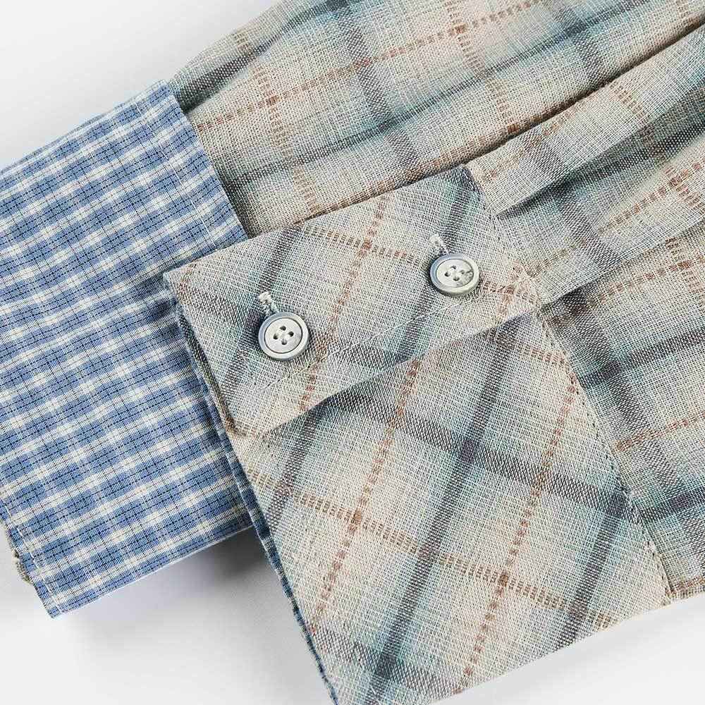 Retro Plaid Long Sleeve Loose Fit Casual Shirt
