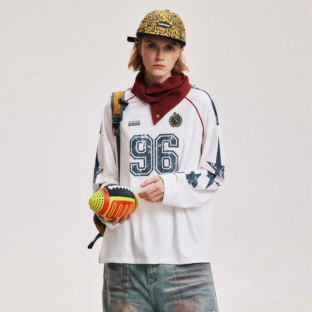 American Style Sport V-Neck Long Sleeve T-Shirt