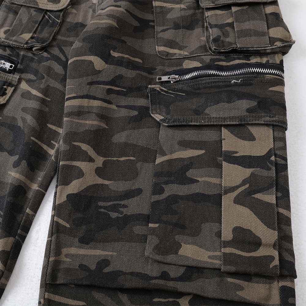 Y2K Streetwear Camo Utility Straight Cargo Jeans