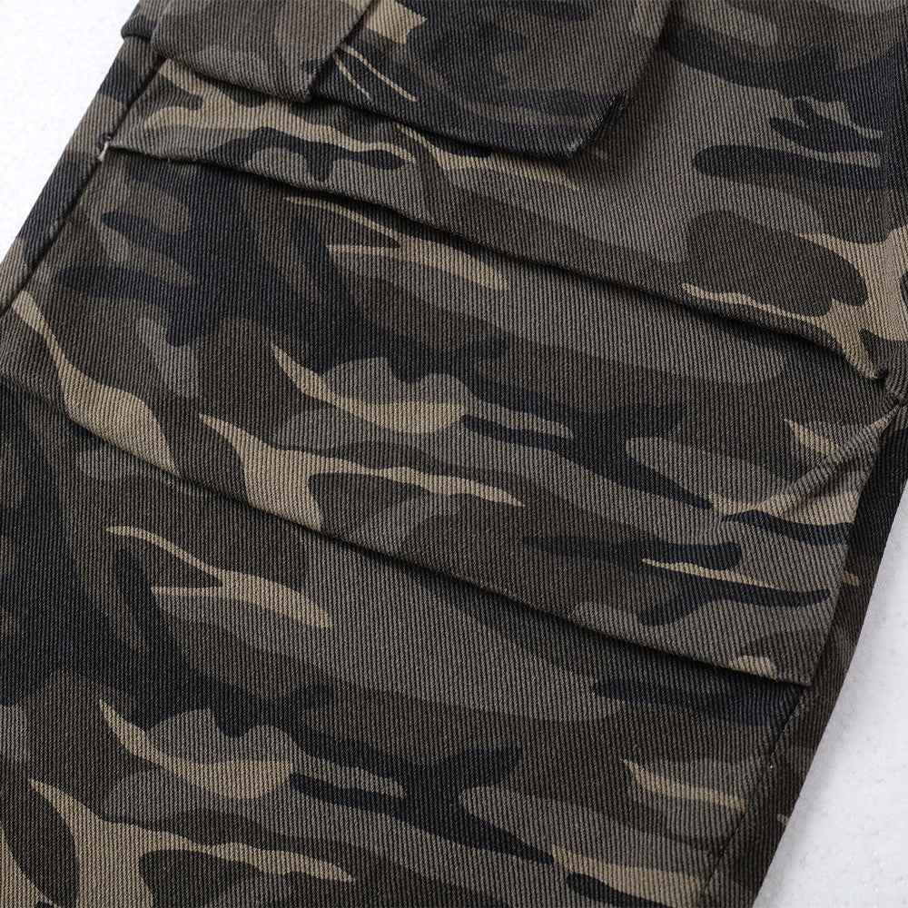 Y2K Streetwear Camo Utility Straight Cargo Jeans