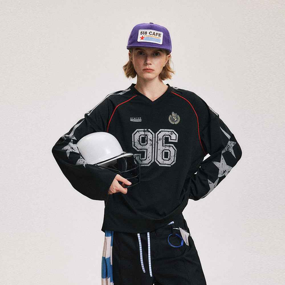 American Style Sport V-Neck Long Sleeve T-Shirt