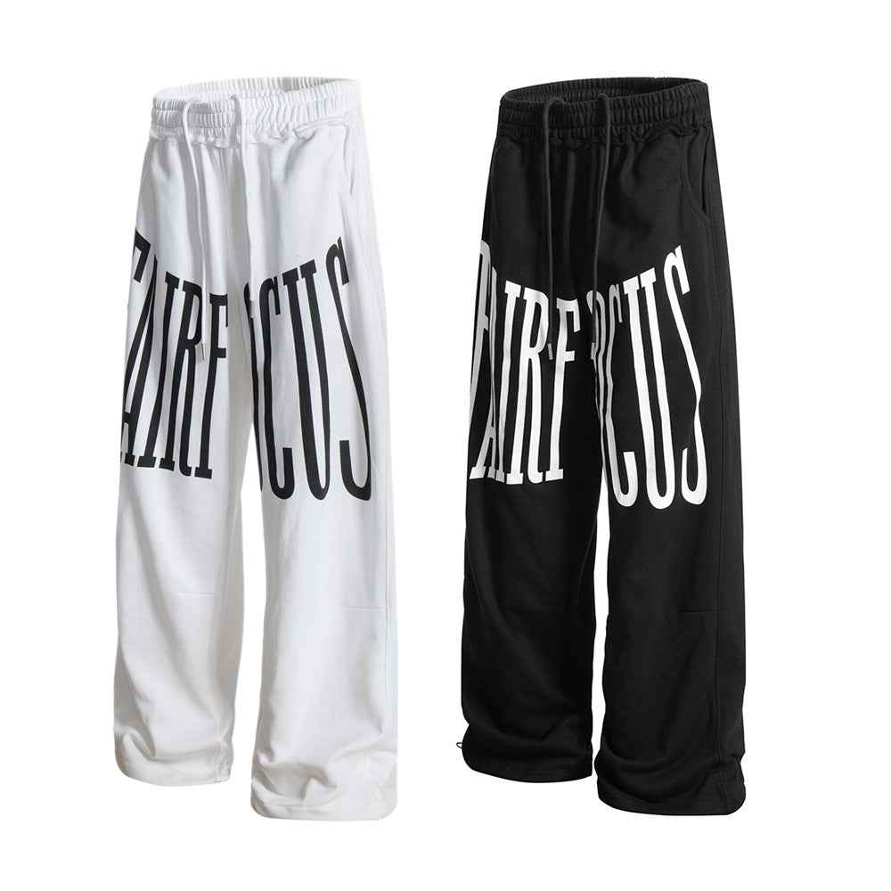 Y2K Men Bold Letter Print Casual Sweatpants
