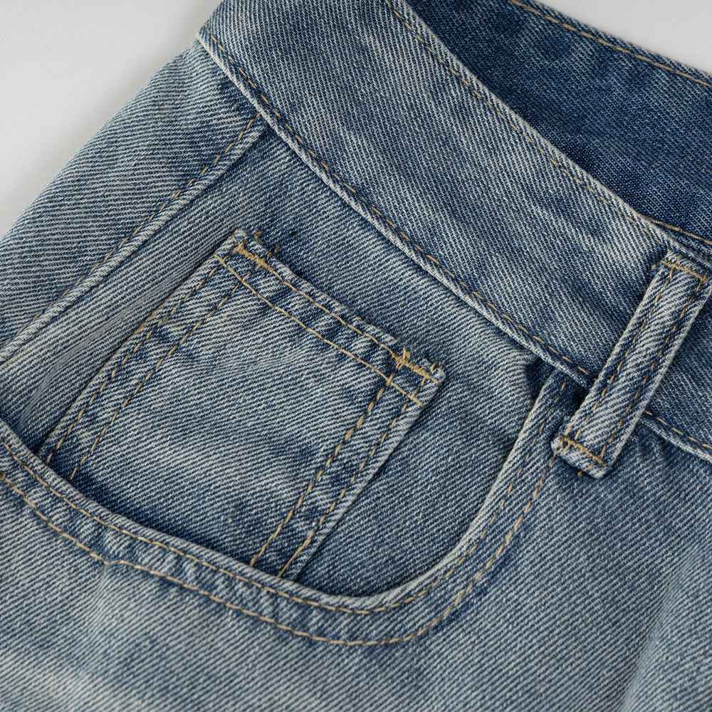Stylish Star Embellished Curved Wide Leg Jeans